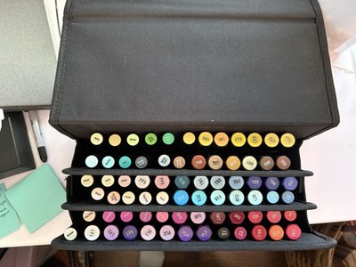 Spectrum Noir Lot Of 72 Lightly Used Alcohol Markers & Blender w/Storage Case