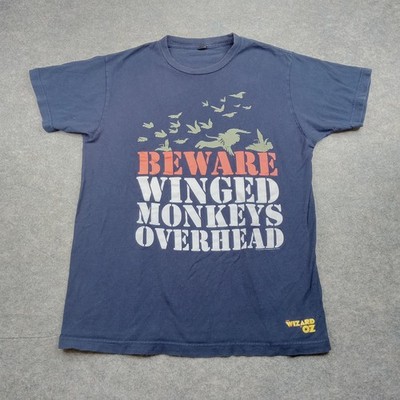 Wizard of Oz Shirt Mens Medium Navy Blue Beware Winged Monkeys Graphic Tee Movie