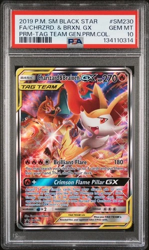 POKEMON BLACK STAR PROMO CHARIZARD & BRAIXEN GX #SM230 PSA 10 Gem Mint 134110314
