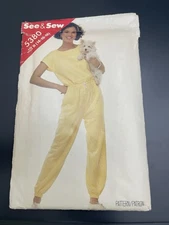 See & Sew 5380 Vintage 80’s Sewing Pattern Jumpsuit Size B 14-16-18 Uncut