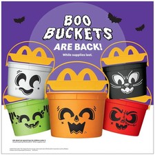 2025 McDONALD'S Halloween Bucket Pail Classic Boo Buckets HAPPY MEAL TOYS Orange
