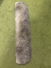 THICK REAL SILVER FOX FUR COLLAR SOFT SUPPLE USA Lined 27" x 6" 27