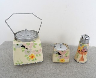 Coronet Ware Vintage Parrot & Company Biscuit Barrel Sugar Bowl & Shaker