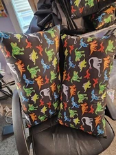 NEW Handcraft Handmade Black Dinosaur Dino Kids Bed Travel Sleep pillow 23"X12"