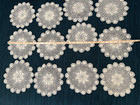 12 Lot Vintage Hand Crocheted White Lace 8" Round Pinwheel Doilies