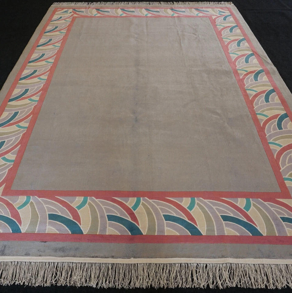 Seidenteppich China 354 x 250 cm Orient Design Teppich Silber Grau Handgeknüpft - Bild 1 von 4