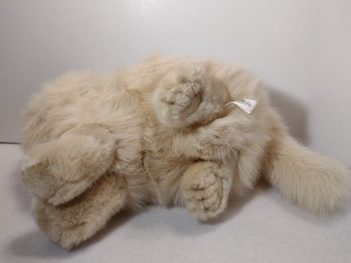 Vtg Animal Majesty Persian Cat Plush Stuffed Purple Eyes 16" Large Cream Tan - Imagen 8 de 13