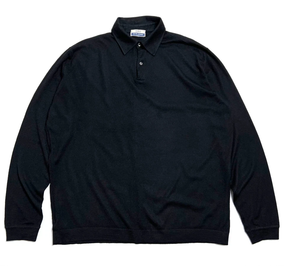 RRP€290 Men's FEDELI Thin Knit Half Button Cashmere Collared Neck Sweater - XXL - image 2 of 4