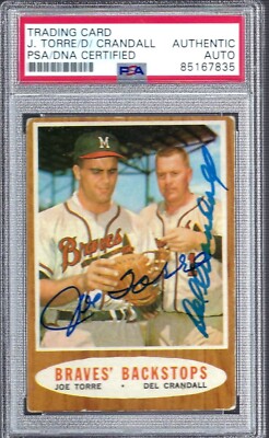 1962 Topps #351 Joe Torre Del Crandall Braves PSA/DNA Dual Signed Auto Autograph