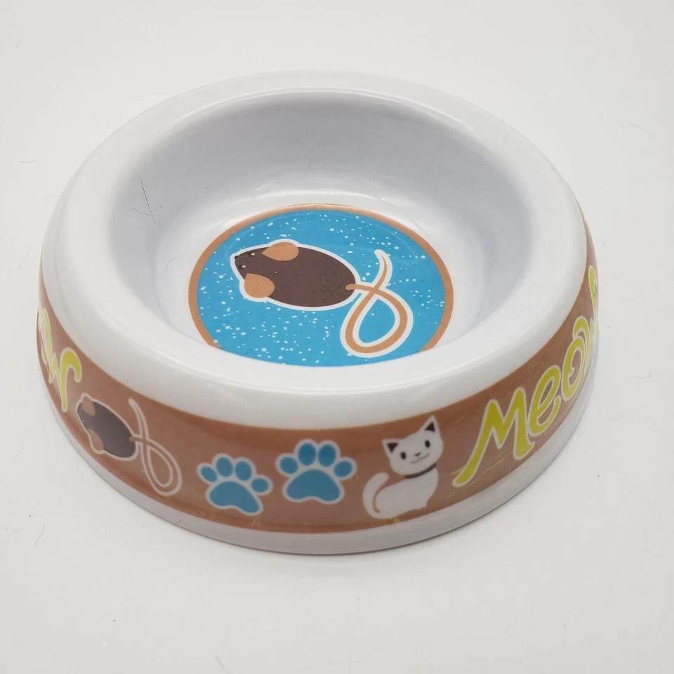 tigela de gato com desenho de mouse em plástico inferior 1" diâmetro profundo ponta a ponta 4,5" - Imagem 2 de 4