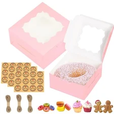 30 PCS Bakery Boxes with Window 6x6x3 Inches 6 Inch Cake Boxes Paper Cookie B...
