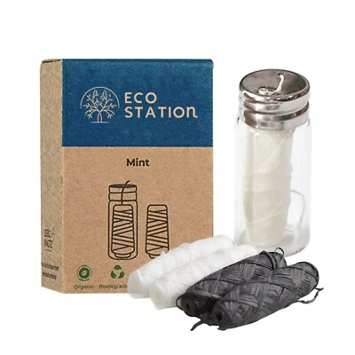 Dental Floss | Eco Friendly Natural Dental SuperFloss, Glass Holder & Refills