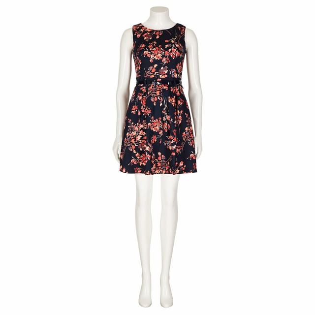 apricot navy dress