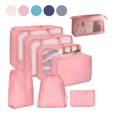 8 PCS Travel Luggage Organiser Set Suitcase Storage Bags Clothing Packing Cubes~