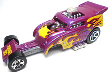 2012 HOT WHEELS ALTERED EGO PURPLE 1:64 DIECAST 3 1/8" RACE CAR W/ YELLOW FLAMES