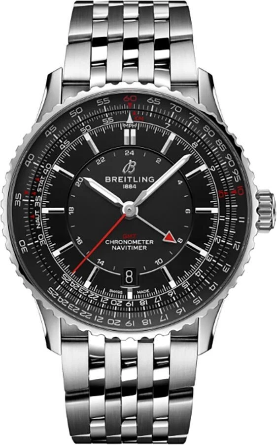 Breitling Navitimer A32310 41mm Stainless Steel GMT Black Dial Date Men's Watch