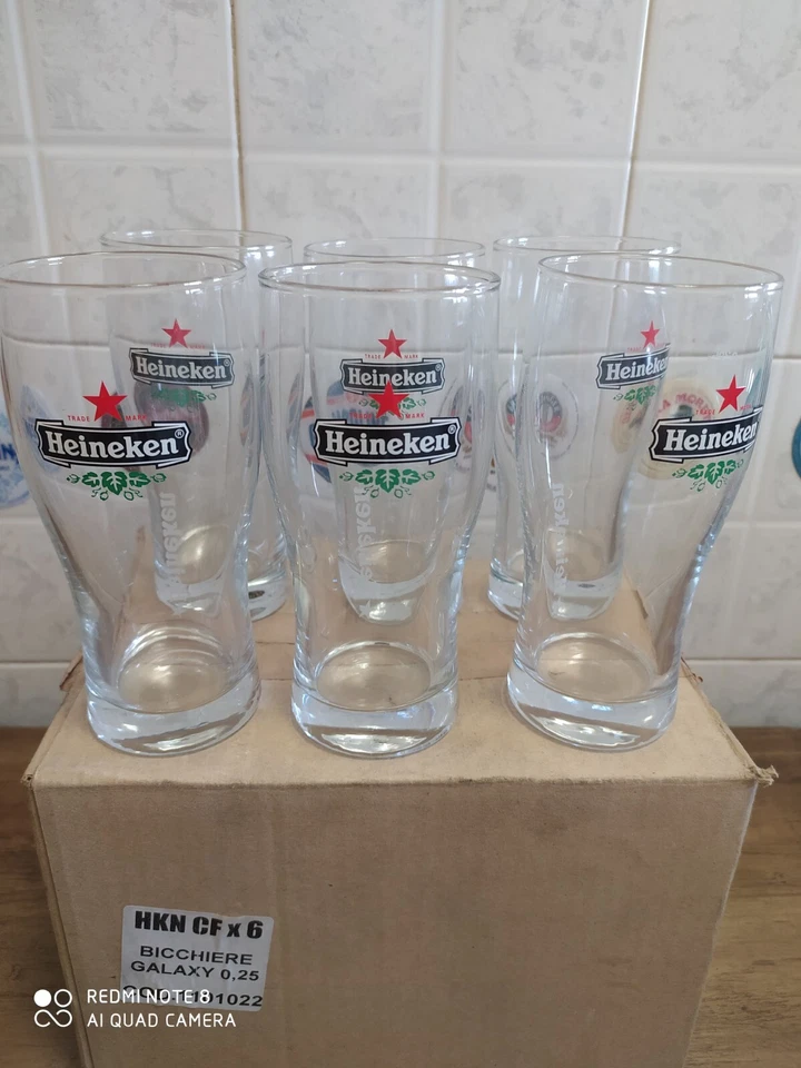 Bicchieri birra Heineken Galaxy set 6 pezzi nuovi - Immagine 2 di 2