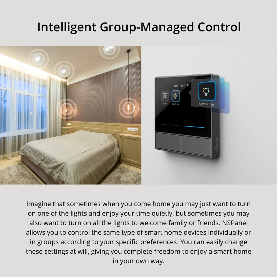 Interrupteur mural scène intelligente SONOFF NSPanel version européenne affichage thermostat intelligent - Photo 2/4