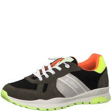 s.Oliver Jungenschuhe Kinder Sneaker Black Khaki Neon SONDERPREIS,, Gr. 33 - 39
