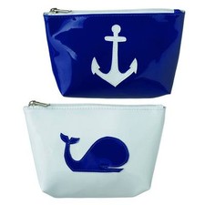 Anchor And Whale Applique Carry All  Vanity Bag Cosmetic 2 Sizes You Choose
