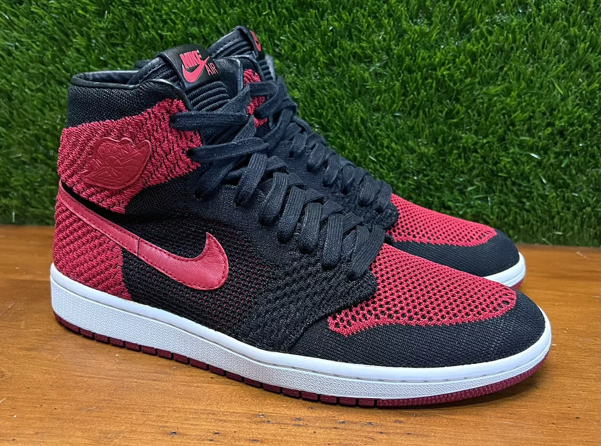 Nike Air Jordan 1 Retro High OG Flyknit Bred 2017 Men Size 10 Black Red