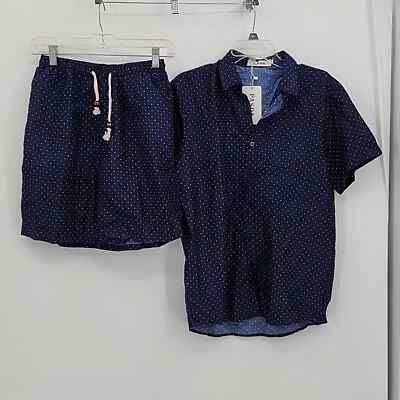 Pasok Tracksuit Casual Button Down Hawaiian Polka Dot Set Size S