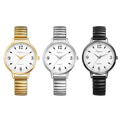 Women Simple Easy Reader Large Dial Elastic Steel Strap Analog Quartz WristWatch