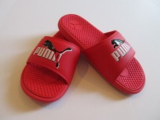 Puma Cool Cat Junior Casual Slide Flip Flop Red Black White Puma Logo New