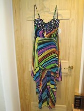 NEW deb Long/short Formal Dress Spaghetti Strap Multi Color Rainbow 3/4 or 5/6 