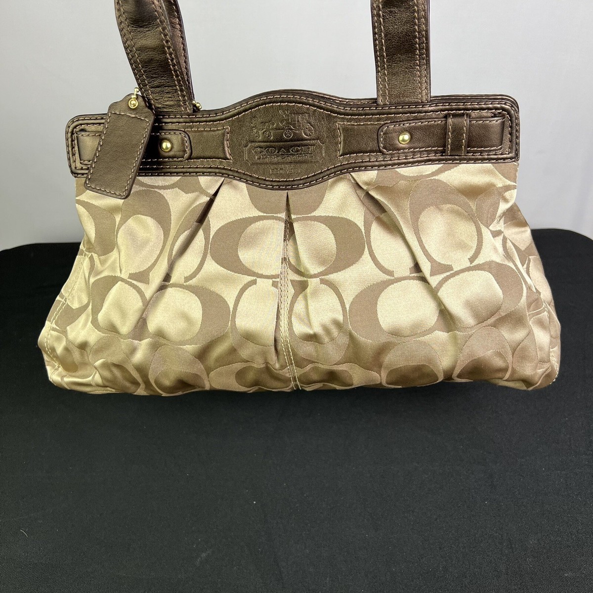 Coach Garnet Signature Sateen Logo Shoulder Bag Purse 13907