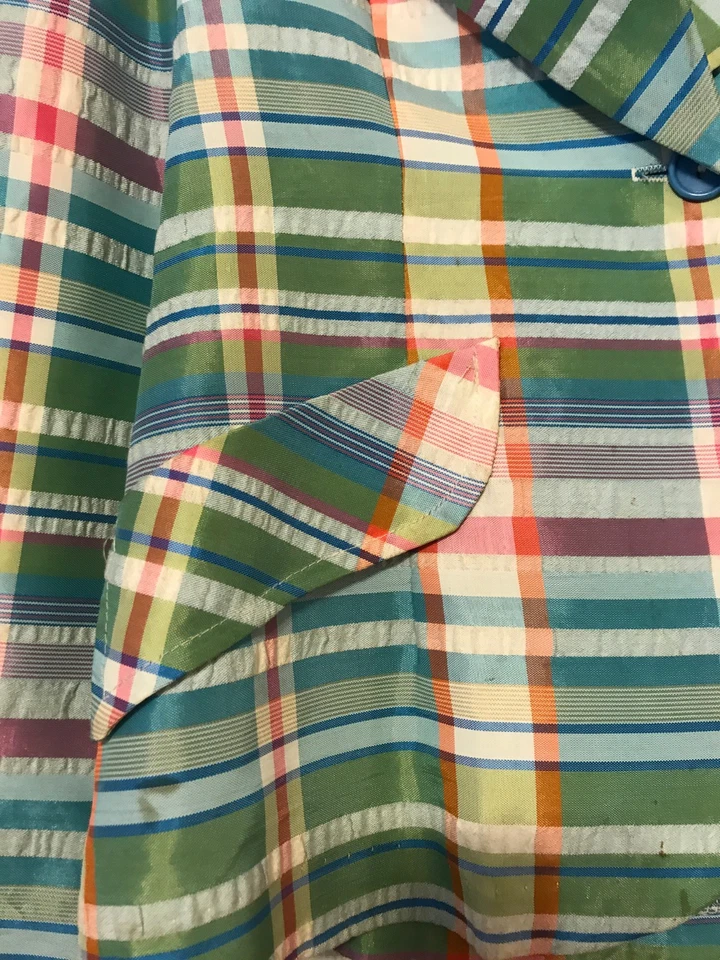 RARO ABRIGO BLAZER VINTAGE NIÑA RAYAS PASTEL HECHO EN UNIÓN PRINCIPIOS DE LOS 70 COMO NUEVO Foto 3 de 4