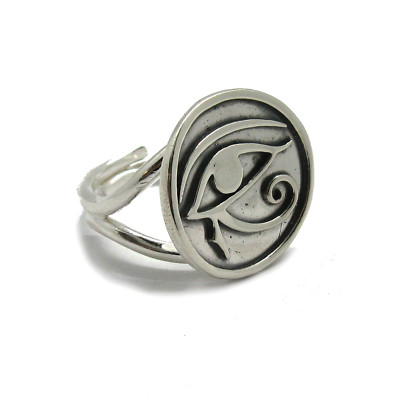 Echt Sterling Silber Ring massiv 925 Amon Ra's Auge verstellbar Größe R001855
