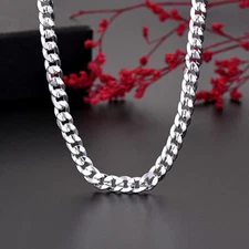 20"-24" Mens Women 925 Sterling Silver 7mm Wide Miami Cuban Chain Necklace #N254