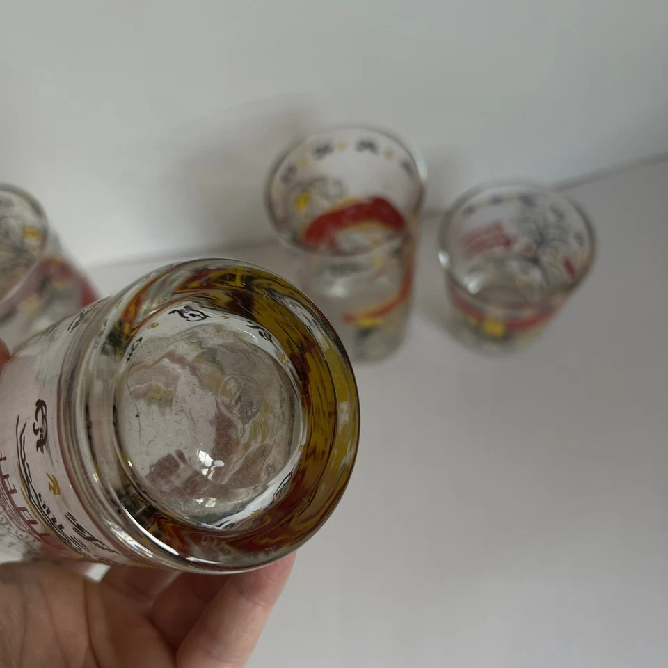 4 MCM VTG Libby Asian Inspired DRINK GLASSES RED AND GOLD EXCELLENT CONDITION - Image 4 of 4