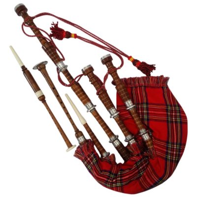  Scottish Great Highland Bagpipe Rosewood Natural Finish Silver mounts