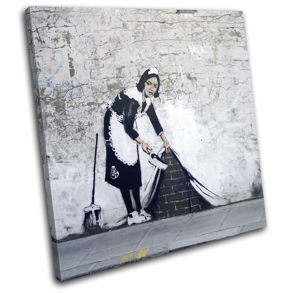 Maid Grafitii Urban Gift Banksy Street SINGLE CANVAS WALL ART Picture Print