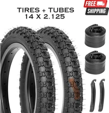 14 x 2.125 Bicycle Tires and Tubes Bundle DURO Bike BMX Kids Stroller ALL BLACK