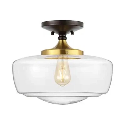 JONATHAN Y Lighting JYL7517 Marfa 14"W LED Semi-Flush Ceiling - Oil Rubbed