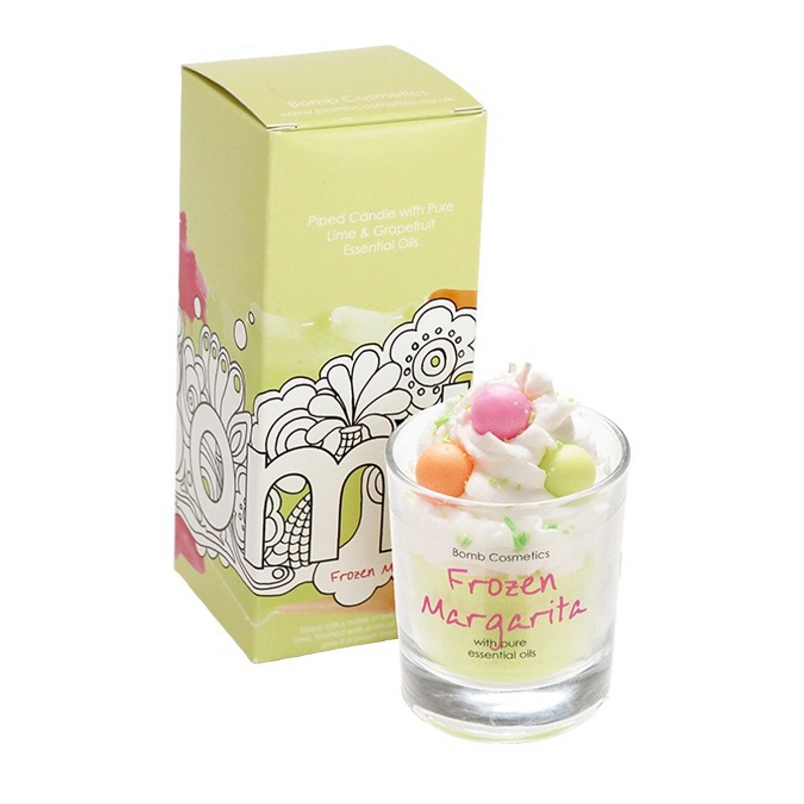 Scented Piped Candle Glass Jar Bomb Cosmetics Frozen Margarita Lime Fruity