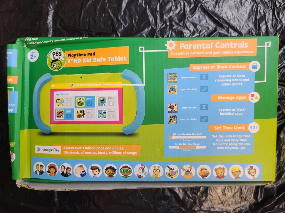 GENUINE PBS KIDS PLAYTIME PAD 7" HD KID SAFE TABLET W/ WiFi BLUETOOTH PBKRWM5410 - Image 4 of 4