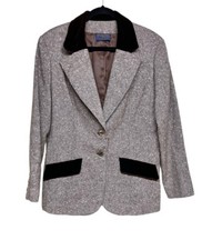 Vintage Pendleton Virgin Wool Blazer Skirt Suit Brown Womens Size 10/12