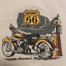 Route 66 America  s Hiways TShirt Size Large Chest 42  White/Logos Front Splash