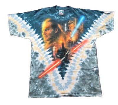 Vintage 90s Liquid Blue Star Wars Phantom Menace Graphic Tee Size Medium M