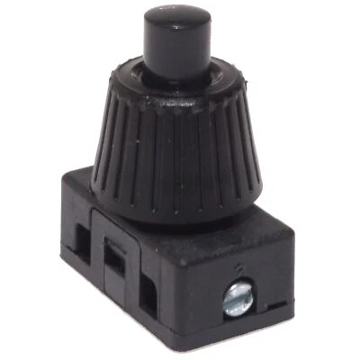 EGB ✅Lampenschalter Einbauschalter 12mm Hals 230V 2A Schwarzer Knopf Schalter