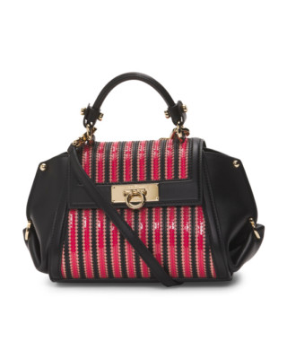 NWT SALVATORE FERRAGAMO Made In Italy Sofia Mini Zig Zag Leather Satchel  $1899