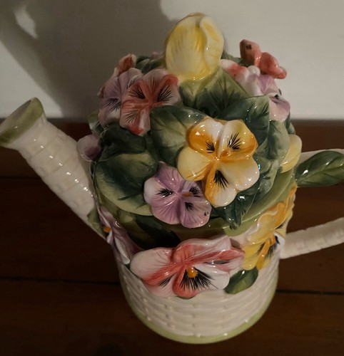 Rare Beautiful Time To Celebrate Dept 56 Pansy Teapot Mint In Box Old Stock - Picture 9 of 16