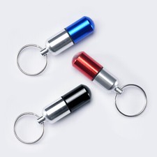 2PCS Keychain Medicine Pill Bottle Aluminum Container Holder Waterproof Case