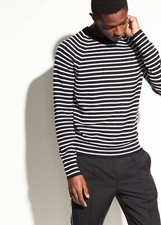 M263 NWT VINCE MERINO WOOL CREWNECK STRIPE MEN SWEATER SIZE XS,S,M, L, XL 285