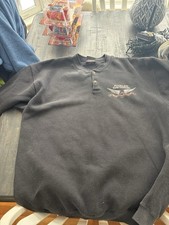 Vintage Henley Faded Vintage Rare Sweater Button Harley Davidson Sweatshirt XL