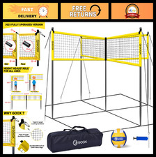 4-Way Volleyball Net Set - 14FT Portable Backyard Game for Adults & Kids, Includ